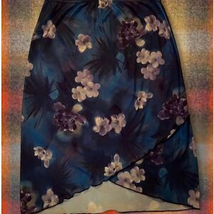 IDFY Asymmetrical Floral Skirt - Blue and Purple